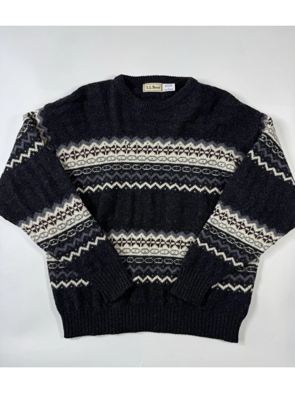 Vintage L.L. Bean Shetland Wool Fair Isle Sweater Men’s Large Made in Scotland